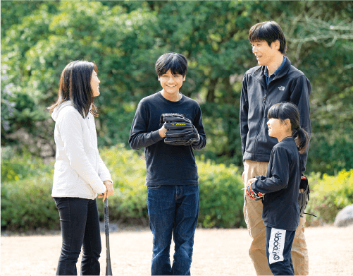 休日は親子での野球が楽しみ。「ひたすらキャッチボールをするのが好きで、いつまでもやっています（笑）」